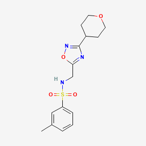 molecular formula C15H19N3O4S B2537118 3-甲基-N-((3-(四氢-2H-吡喃-4-基)-1,2,4-恶二唑-5-基)甲基)苯磺酰胺 CAS No. 2034536-60-0