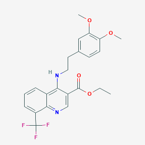 molecular formula C23H23F3N2O4 B253712 Ethyl 4-((3,4-dimethoxyphenethyl)amino)-8-(trifluoromethyl)quinoline-3-carboxylate 