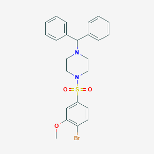 molecular formula C24H25BrN2O3S B2537124 1-(4-溴-3-甲氧基苯磺酰基)-4-(二苯甲基)哌嗪 CAS No. 881476-30-8