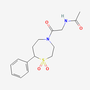 molecular formula C15H20N2O4S B2537127 N-(2-(1,1-二氧化-7-苯基-1,4-噻吩-4-基)-2-氧代乙基)乙酰胺 CAS No. 2034527-40-5