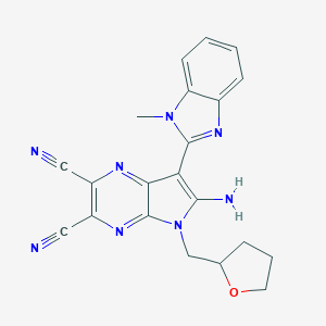 molecular formula C21H18N8O B253713 6-Amino-7-(1-methylbenzimidazol-2-yl)-5-(oxolan-2-ylmethyl)pyrrolo[2,3-b]pyrazine-2,3-dicarbonitrile 