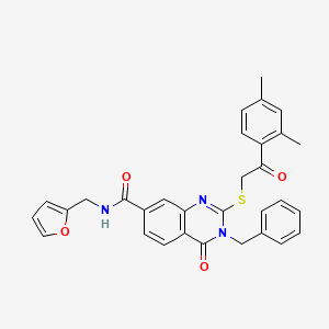 molecular formula C31H27N3O4S B2537131 3-benzyl-2-{[2-(2,4-dimethylphenyl)-2-oxoethyl]sulfanyl}-N-[(furan-2-yl)methyl]-4-oxo-3,4-dihydroquinazoline-7-carboxamide CAS No. 1113132-88-9