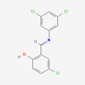 molecular formula C13H8Cl3NO B2537133 4-chloro-2-{(E)-[(3,5-dichlorophenyl)imino]methyl}phenol CAS No. 1993618-94-2