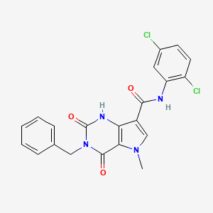 molecular formula C21H16Cl2N4O3 B2537140 3-benzyl-N-(2,5-dichlorophenyl)-5-methyl-2,4-dioxo-2,3,4,5-tetrahydro-1H-pyrrolo[3,2-d]pyrimidine-7-carboxamide CAS No. 921536-81-4