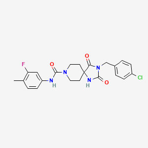 molecular formula C22H22ClFN4O3 B2537145 3-(4-chlorobenzyl)-N-(3-fluoro-4-methylphenyl)-2,4-dioxo-1,3,8-triazaspiro[4.5]decane-8-carboxamide CAS No. 1021101-62-1