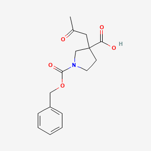 molecular formula C16H19NO5 B2537146 3-(2-Oxopropyl)-1-phenylmethoxycarbonylpyrrolidine-3-carboxylic acid CAS No. 2287273-76-9