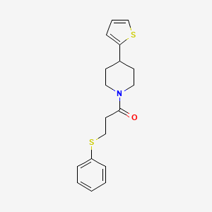 molecular formula C18H21NOS2 B2537147 3-(Phenylthio)-1-(4-(thiophen-2-yl)piperidin-1-yl)propan-1-one CAS No. 1396749-38-4