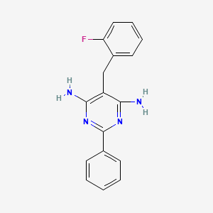 molecular formula C17H15FN4 B2537148 6-Amino-5-(2-fluorobenzyl)-2-phenyl-4-pyrimidinylamine CAS No. 338965-19-8