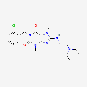 molecular formula C20H27ClN6O2 B2537164 1-(2-chlorobenzyl)-8-((2-(diethylamino)ethyl)amino)-3,7-dimethyl-1H-purine-2,6(3H,7H)-dione CAS No. 923150-87-2