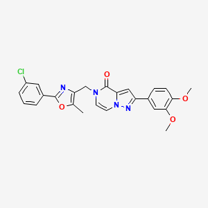 molecular formula C25H21ClN4O4 B2537173 5-((2-(3-chlorophenyl)-5-methyloxazol-4-yl)methyl)-2-(3,4-dimethoxyphenyl)pyrazolo[1,5-a]pyrazin-4(5H)-one CAS No. 1358794-08-7