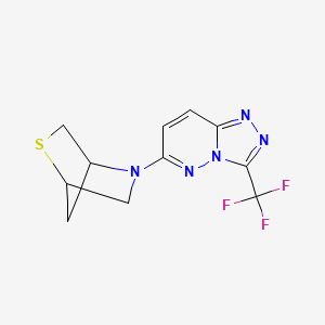molecular formula C11H10F3N5S B2537175 5-[3-(Trifluoromethyl)-[1,2,4]triazolo[4,3-b]pyridazin-6-yl]-2-thia-5-azabicyclo[2.2.1]heptane CAS No. 2034337-06-7