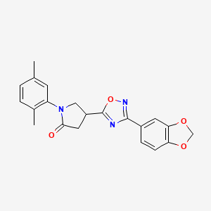 molecular formula C21H19N3O4 B2537187 4-(3-(Benzo[d][1,3]dioxol-5-yl)-1,2,4-oxadiazol-5-yl)-1-(2,5-dimethylphenyl)pyrrolidin-2-one CAS No. 946322-97-0
