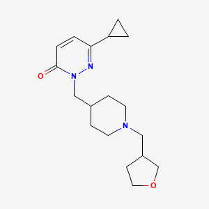 molecular formula C18H27N3O2 B2537190 6-Cyclopropyl-2-({1-[(oxolan-3-yl)methyl]piperidin-4-yl}methyl)-2,3-dihydropyridazin-3-one CAS No. 2097873-15-7