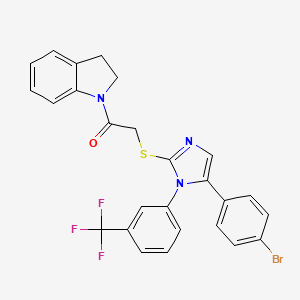 molecular formula C26H19BrF3N3OS B2537191 2-((5-(4-溴苯基)-1-(3-(三氟甲基)苯基)-1H-咪唑-2-基)硫代)-1-(吲哚-1-基)乙酮 CAS No. 1226427-22-0