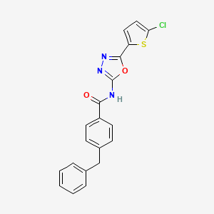 molecular formula C20H14ClN3O2S B2537194 4-benzyl-N-[5-(5-chlorothiophen-2-yl)-1,3,4-oxadiazol-2-yl]benzamide CAS No. 865543-63-1