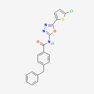 molecular formula C20H14ClN3O2S B2537194 4-Benzyl-N-[5-(5-Chlorthiophen-2-yl)-1,3,4-oxadiazol-2-yl]benzamid CAS No. 865543-63-1