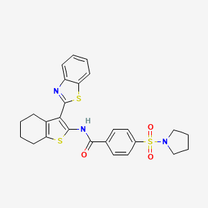 molecular formula C26H25N3O3S3 B2537209 N-(3-(benzo[d]thiazol-2-yl)-4,5,6,7-tetrahydrobenzo[b]thiophen-2-yl)-4-(pyrrolidin-1-ylsulfonyl)benzamide CAS No. 392236-40-7