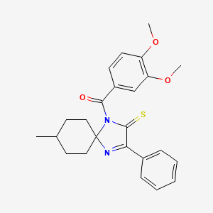 molecular formula C24H26N2O3S B2537210 1-(3,4-Dimethoxybenzoyl)-8-methyl-3-phenyl-1,4-diazaspiro[4.5]dec-3-ene-2-thione CAS No. 899911-32-1