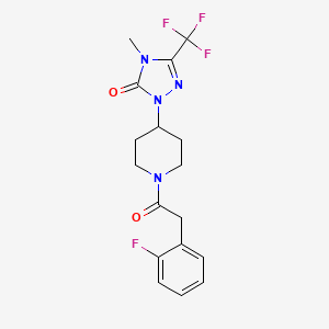 molecular formula C17H18F4N4O2 B2537211 1-(1-(2-(2-fluorophenyl)acetyl)piperidin-4-yl)-4-methyl-3-(trifluoromethyl)-1H-1,2,4-triazol-5(4H)-one CAS No. 2034329-04-7