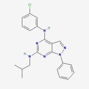 molecular formula C21H21ClN6 B2537217 N~4~-(3-氯苯基)-N~6~-(2-甲基丙基)-1-苯基-1H-吡唑并[3,4-d]嘧啶-4,6-二胺 CAS No. 955339-13-6