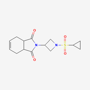 molecular formula C14H18N2O4S B2537222 2-(1-(环丙基磺酰)氮杂环丁-3-基)-3a,4,7,7a-四氢-1H-异吲哚-1,3(2H)-二酮 CAS No. 2034492-43-6