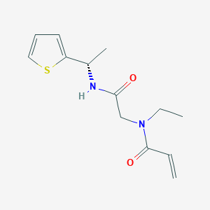 molecular formula C13H18N2O2S B2537223 N-Ethyl-N-[2-oxo-2-[[(1S)-1-thiophen-2-ylethyl]amino]ethyl]prop-2-enamide CAS No. 2361577-71-9