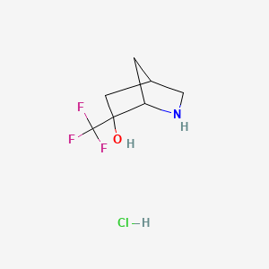 molecular formula C7H11ClF3NO B2537238 6-(Trifluoromethyl)-2-azabicyclo[2.2.1]heptan-6-ol hydrochloride CAS No. 1461706-48-8