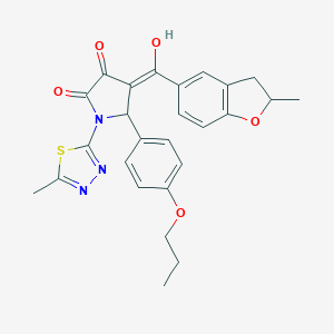 molecular formula C26H25N3O5S B253724 3-hydroxy-4-[(2-methyl-2,3-dihydro-1-benzofuran-5-yl)carbonyl]-1-(5-methyl-1,3,4-thiadiazol-2-yl)-5-(4-propoxyphenyl)-1,5-dihydro-2H-pyrrol-2-one 