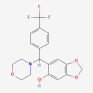 molecular formula C19H18F3NO4 B2537244 6-[Morpholin-4-yl-[4-(trifluoromethyl)phenyl]methyl]-1,3-benzodioxol-5-ol 