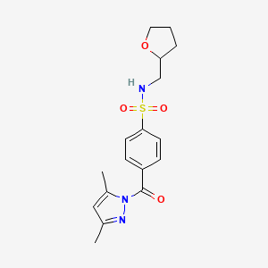 molecular formula C17H21N3O4S B2537246 3,5-Dimethylpyrazolyl 4-{[(oxolan-2-ylmethyl)amino]sulfonyl}phenyl ketone CAS No. 908230-73-9