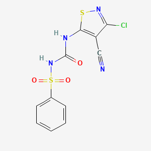 molecular formula C11H7ClN4O3S2 B2537249 1-(Benzenesulfonyl)-3-(3-chloro-4-cyano-1,2-thiazol-5-yl)urea CAS No. 866154-06-5