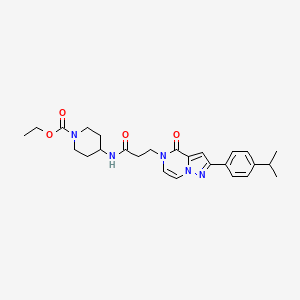 ethyl 4-(3-{4-oxo-2-[4-(propan-2-yl)phenyl]-4H,5H-pyrazolo[1,5-a]pyrazin-5-yl}propanamido)piperidine-1-carboxylate