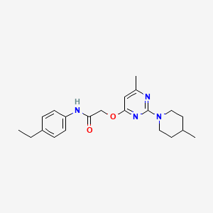 molecular formula C21H28N4O2 B2537252 N-(4-ethylphenyl)-2-{[6-methyl-2-(4-methylpiperidin-1-yl)pyrimidin-4-yl]oxy}acetamide CAS No. 1226432-88-7