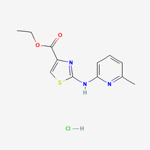 molecular formula C12H14ClN3O2S B2537256 Ethyl 2-((6-methylpyridin-2-yl)amino)thiazole-4-carboxylate hydrochloride CAS No. 1351618-92-2