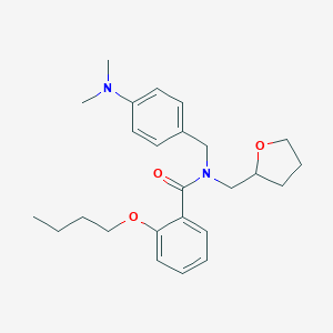 molecular formula C25H34N2O3 B253726 2-butoxy-N-[4-(dimethylamino)benzyl]-N-(tetrahydro-2-furanylmethyl)benzamide 