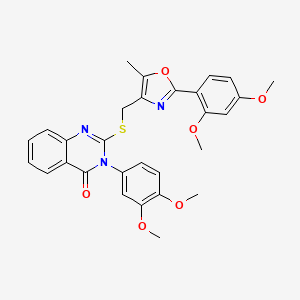 molecular formula C29H27N3O6S B2537260 3-(3,4-dimethoxyphenyl)-2-(((2-(2,4-dimethoxyphenyl)-5-methyloxazol-4-yl)methyl)thio)quinazolin-4(3H)-one CAS No. 1114827-90-5