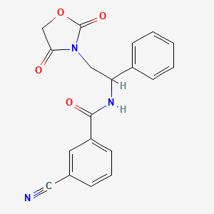 molecular formula C19H15N3O4 B2537263 3-cyano-N-(2-(2,4-dioxooxazolidin-3-yl)-1-phenylethyl)benzamide CAS No. 2034546-08-0