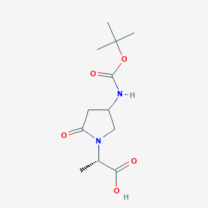 molecular formula C12H20N2O5 B2537265 (2S)-2-[4-(Boc-amino)-2-oxo-1-pyrrolidinyl]propanoic Acid CAS No. 2155902-41-1