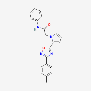 molecular formula C21H18N4O2 B2537278 2-{2-[3-(4-methylphenyl)-1,2,4-oxadiazol-5-yl]-1H-pyrrol-1-yl}-N-phenylacetamide CAS No. 1260924-98-8