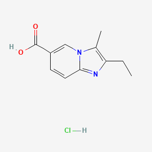 molecular formula C11H13ClN2O2 B2537281 2-Ethyl-3-methylimidazo[1,2-a]pyridine-6-carboxylic acid hydrochloride CAS No. 1365966-39-7