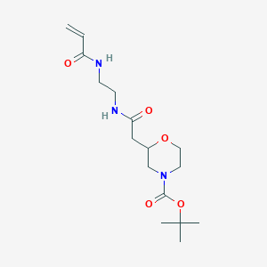 molecular formula C16H27N3O5 B2537282 Tert-butyl 2-[2-oxo-2-[2-(prop-2-enoylamino)ethylamino]ethyl]morpholine-4-carboxylate CAS No. 2361893-18-5