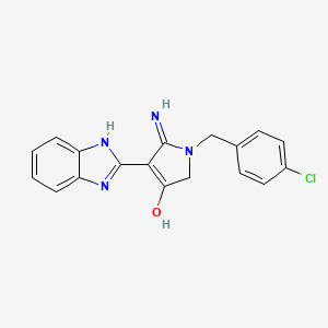 molecular formula C18H15ClN4O B2537283 5-amino-4-(1H-benzo[d]imidazol-2-yl)-1-(4-chlorobenzyl)-1H-pyrrol-3(2H)-one CAS No. 885190-41-0