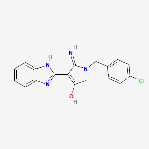 molecular formula C18H15ClN4O B2537283 5-Amino-4-(1H-Benzo[d]imidazol-2-yl)-1-(4-Chlorbenzyl)-1H-pyrrol-3(2H)-on CAS No. 885190-41-0