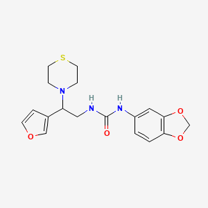 molecular formula C18H21N3O4S B2537285 1-(苯并[d][1,3]二氧杂环-5-基)-3-(2-(呋喃-3-基)-2-硫代吗啉乙基)脲 CAS No. 2034398-42-8