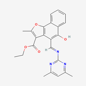 molecular formula C23H21N3O4 B2537287 (Z)-ethyl 4-(((4,6-dimethylpyrimidin-2-yl)amino)methylene)-2-methyl-5-oxo-4,5-dihydronaphtho[1,2-b]furan-3-carboxylate CAS No. 637755-63-6