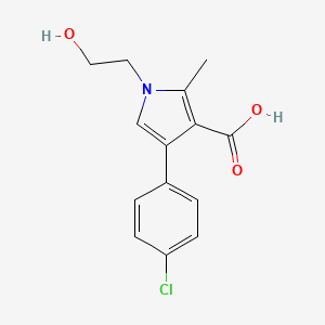 molecular formula C14H14ClNO3 B2537292 4-(4-chlorophenyl)-1-(2-hydroxyethyl)-2-methyl-1H-pyrrole-3-carboxylic acid CAS No. 881040-21-7