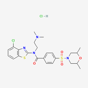 molecular formula C24H30Cl2N4O4S2 B2537295 N-(4-chlorobenzo[d]thiazol-2-yl)-N-(2-(dimethylamino)ethyl)-4-((2,6-dimethylmorpholino)sulfonyl)benzamide hydrochloride CAS No. 1322192-83-5