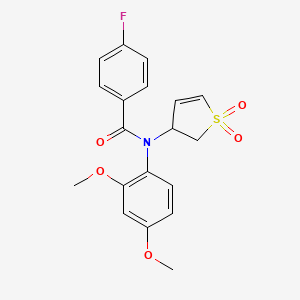 molecular formula C19H18FNO5S B2537304 N-(2,4-二甲氧基苯基)-N-(1,1-二氧化-2,3-二氢噻吩-3-基)-4-氟苯甲酰胺 CAS No. 852439-45-3
