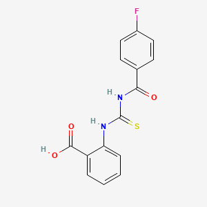 molecular formula C15H11FN2O3S B2537307 2-[(4-Fluorobenzoyl)carbamothioylamino]benzoic acid CAS No. 433694-09-8