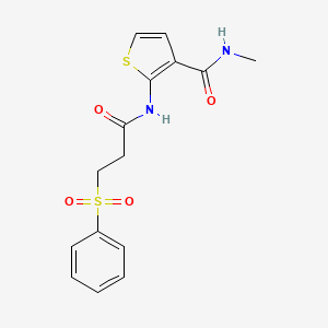 molecular formula C15H16N2O4S2 B2537310 N-甲基-2-(3-(苯磺酰基)丙酰胺基)噻吩-3-甲酰胺 CAS No. 868677-07-0